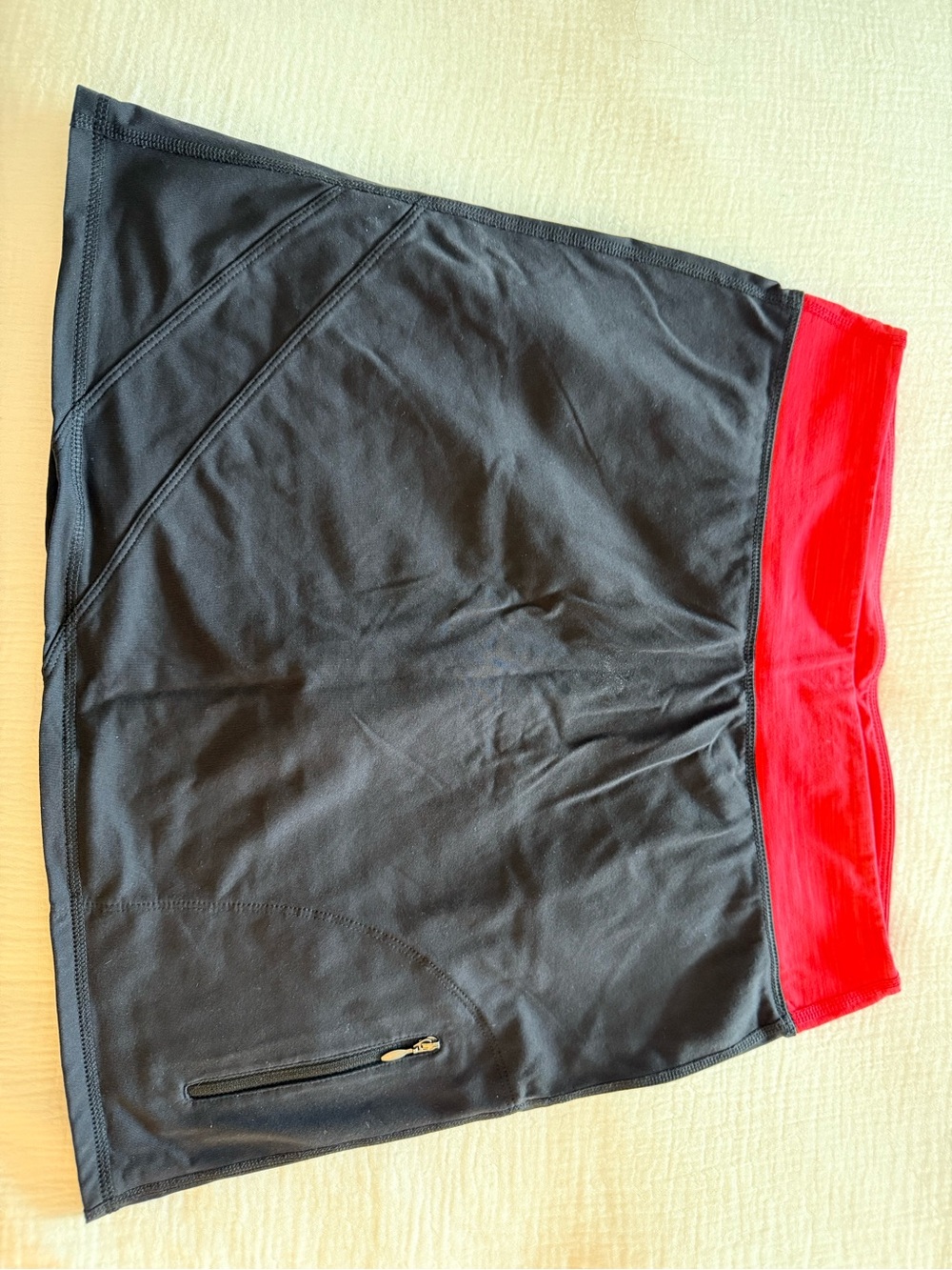 Tuff Athletics Black Skort with Red Waistband